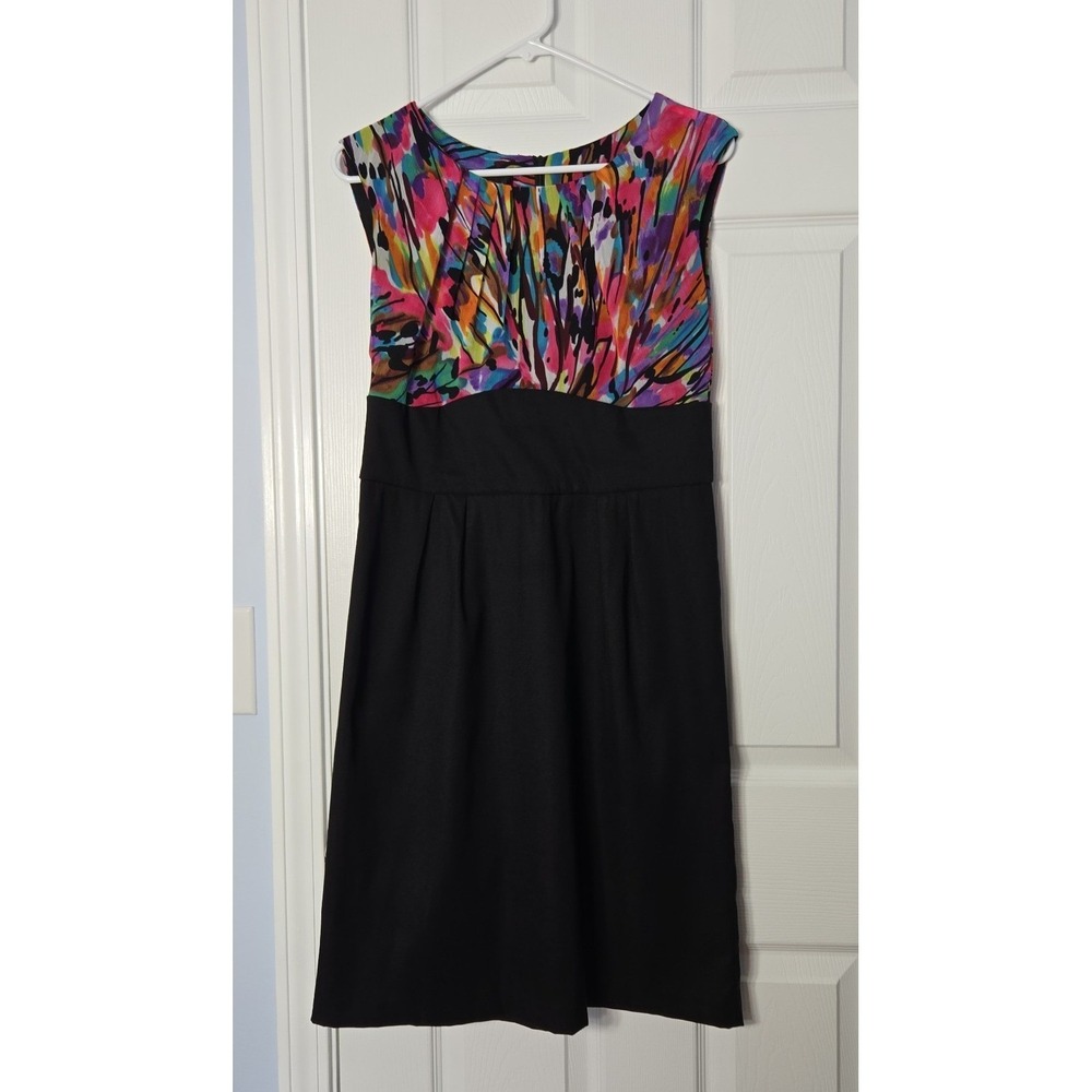 AB Studio Womans Sleeveless Dress Size 10 Black with Multiple Colors on top